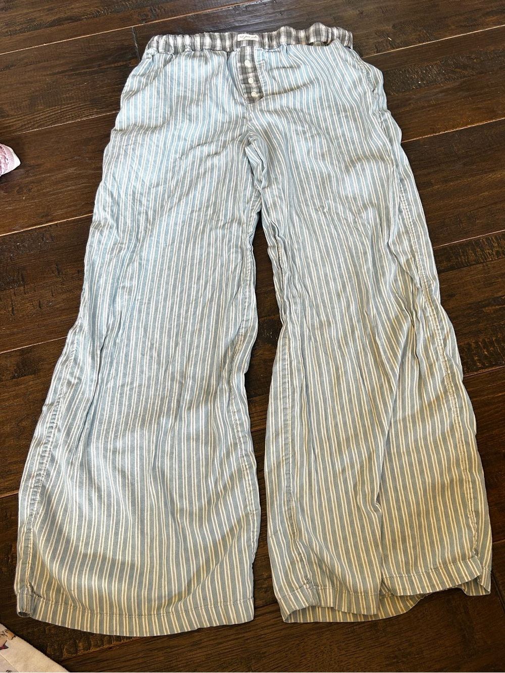 Urban Outfitters Light Blue & White Striped Wide-Leg Pants